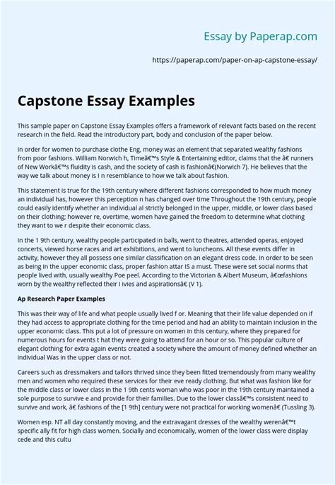 Capstone Essay Examples Free Essay Example