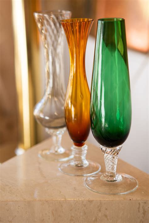 3 Vintage Glass Bud Vases Mid Century Glass Boho Style Home Decor