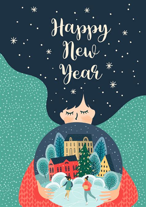 Happy New Year Illustration Card 676466 Vector Art At Vecteezy