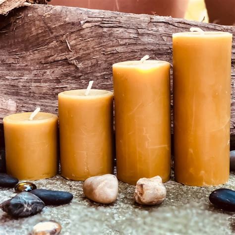 Set Of 4 100 Pure Beeswax Pillar Candles 2 Wide Organic Etsy