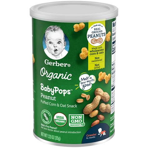 Gerber Organic Baby Pops Peanut Puffed Corn And Oat Baby Snack 123 Oz