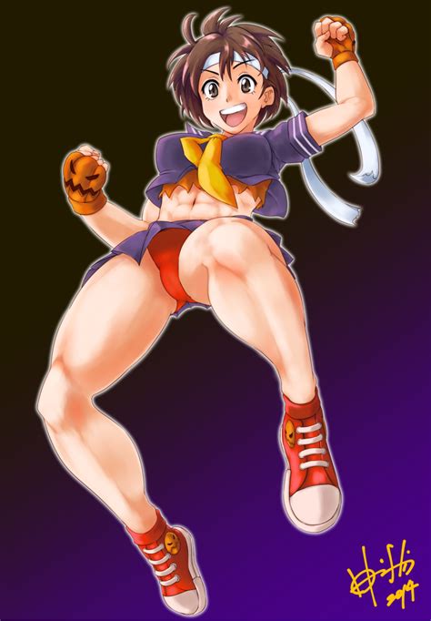 Hori Shin Kasugano Sakura Converse Street Fighter Highres 1girl Abs Alternate Color