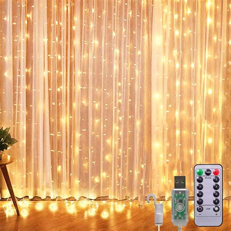 Curtain String Lightscurtain Fairy Lights3x3m 300 Leds Usb Powered 8