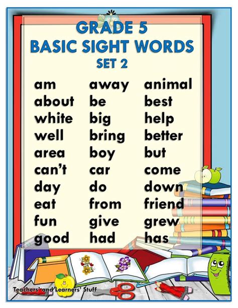 Basic Sight Words Grade 5 Free Download Deped Click