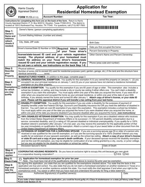 Application For Residential Homestead Exemption Oconnor