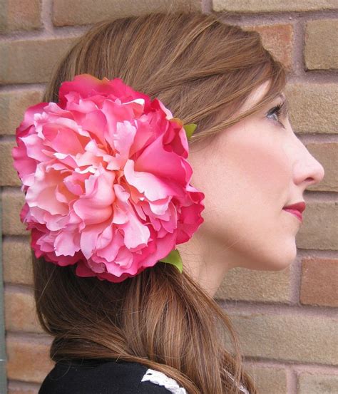 Pink Peony Hair Clip Peony Hair Clip Diy Hairstyles Flower Hair Clips