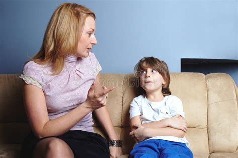 Angry Mother Talks To Her Son Stock Image Image Of Casual Person 23185453