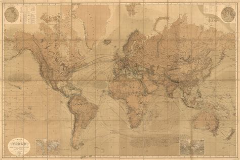 Chart Of The World On Mercators Projection 1863 Vintage Home Etsy