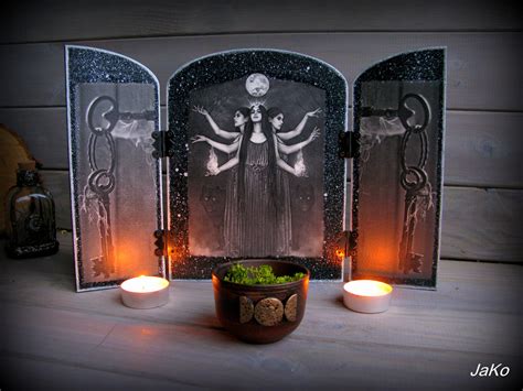 Hecate Altar Triptychpagan Wiccan Altar Standgoddess Of Etsy
