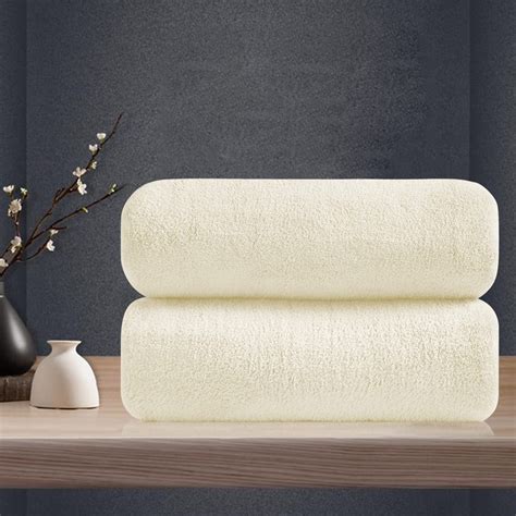 Jessy Home 2 Pack Home Collection Ultra Soft Cozy Towels 700 Gsm Cream Plush Towel Set