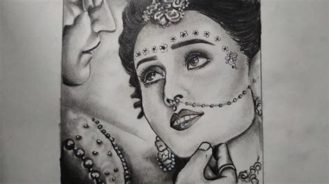 Radha Drawing With Easy Steps Simple Radha Krishna Sketch With