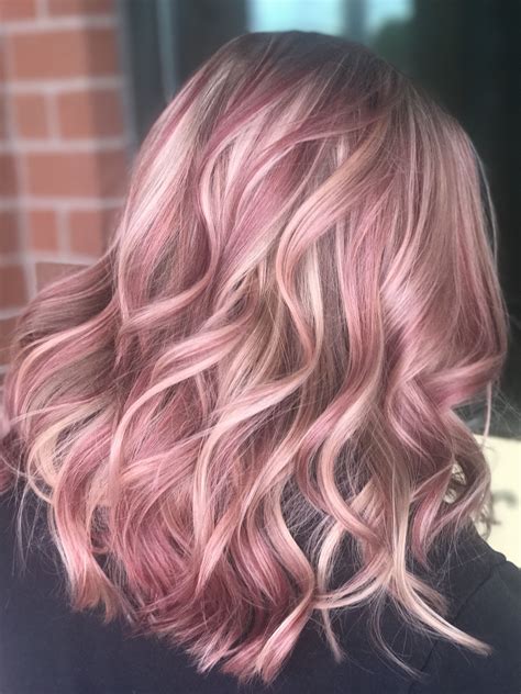 Rose Blonde Highlights Aimeewaitehair Blonde Hair With Highlights Pink Hair Highlights