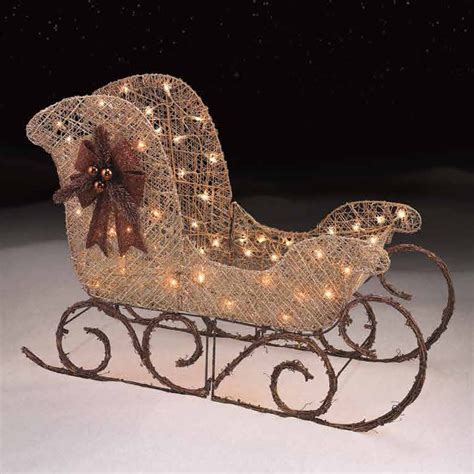 36 Outdoor Light Up Gold Santa Sleigh Christmas Decoration Outside