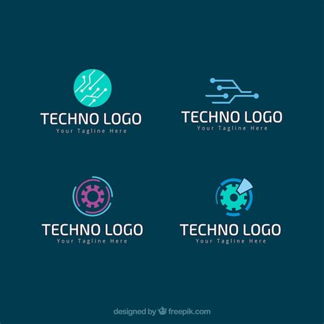 Techno Logos Pack Free Vector