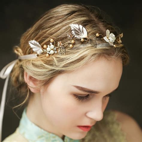 jonnafe boho gold wedding hair accessories vine leaf bridal headband tiara pearls hair jewelry