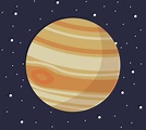 Cartoon solar system planet in flat style. Jupiter planet on dark space ...