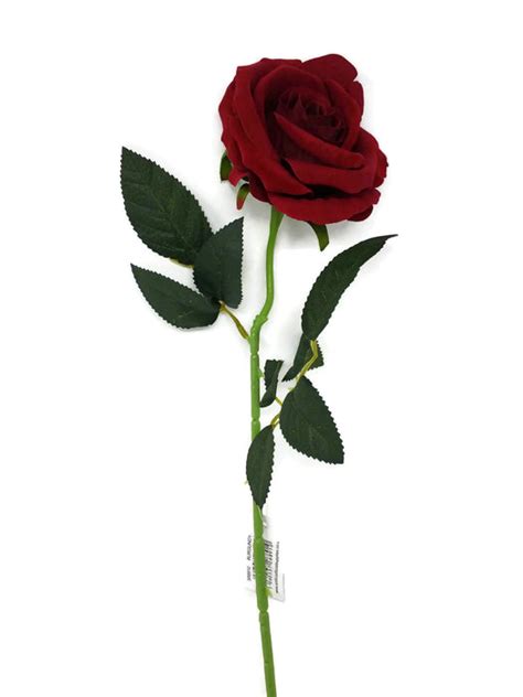 Single Stem Velvet Touch Rose X 52cm Burgundy — Artificial Floral Supplies
