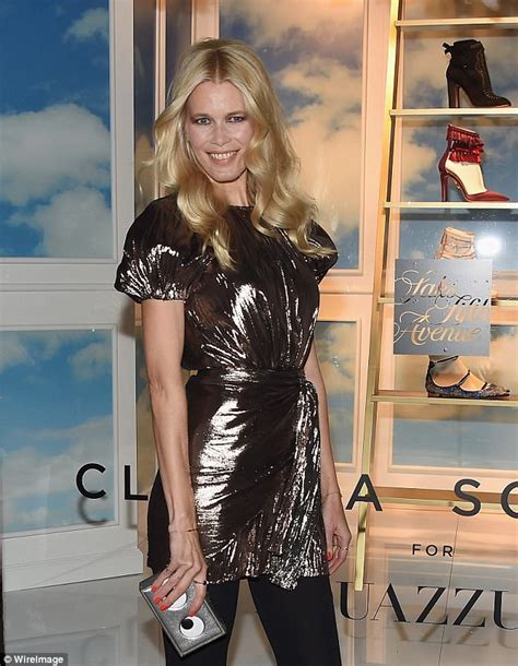 Claudia Schiffer Dazzles In Shiny Dress At Aquazzura Bash Daily Mail