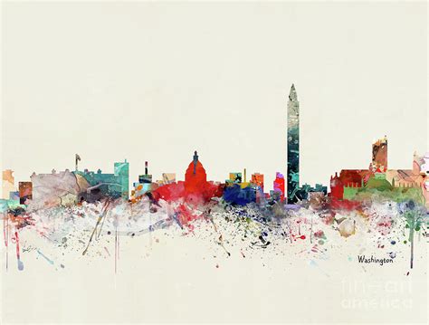 Washington Dc Skyline Painting By Bri Buckley Fine Art America