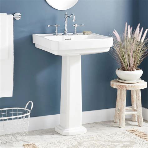 Amberley Porcelain Pedestal Sink White Bathroom