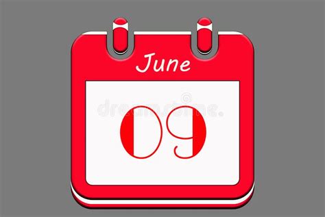 09 June Calendar Icon On Gray Background Stock Illustration