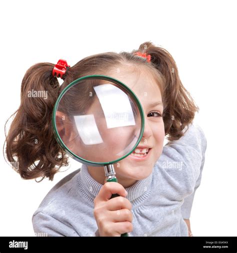 Child With Magnifying Spy Glass Stock Photo Alamy