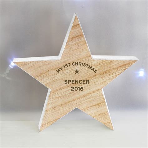Wooden Star Decoration Personalised Rustic Ornament