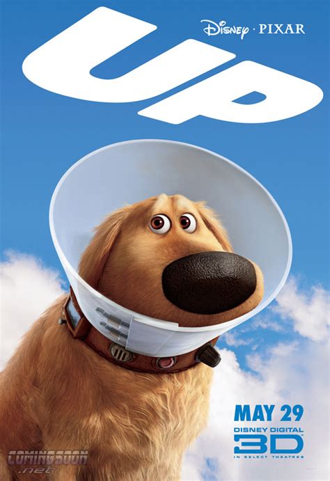 In this heartwarming tale, a golden retriever finds the meaning of his existence through his experiences. Up Character Posters: Carl, Russell and Dug • Upcoming Pixar