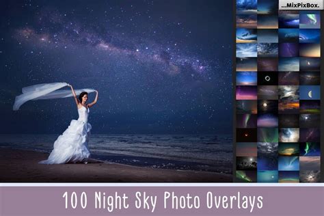 100 Night Sky Overlay Add Starry Sky To Photo Moon Overlays Etsy