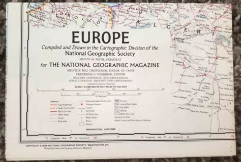 1969 6 June Map Europe National Geographic Divided East And West Germany