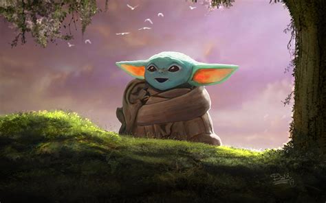 Baby Yoda Cartoon Wallpapers Wallpaper Cave