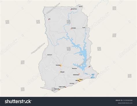 Ghana Political Map Capital National Borders Stock Illustration