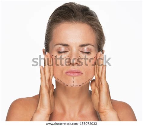 Woman Plastic Surgery Marks On Face Stock Photo 155072033 Shutterstock