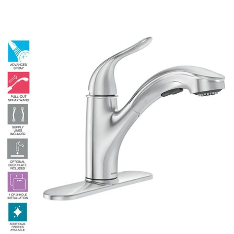 Allows you to control water with one hand and reaches beyond the. MOEN Brecklyn Single-Handle Pull-Out Sprayer Kitchen ...