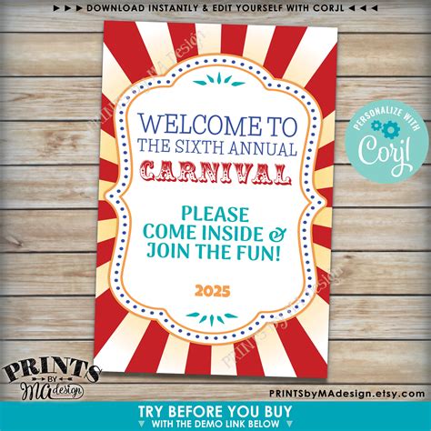Custom Carnival Sign Carnival Theme Party Sign Circus Birthday Party