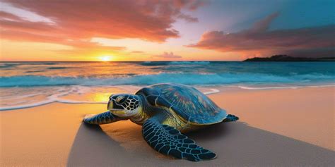 Turtle On The Beach At Sunset 24498407 Stock Photo At Vecteezy