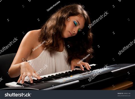 Portrait Beautiful Woman Playing Piano Stock Photo 58962148 Shutterstock