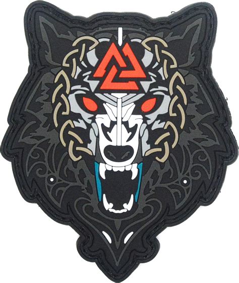 Patch écusson Viking Loup Dodin Valknut En Pvc Morale Tactique