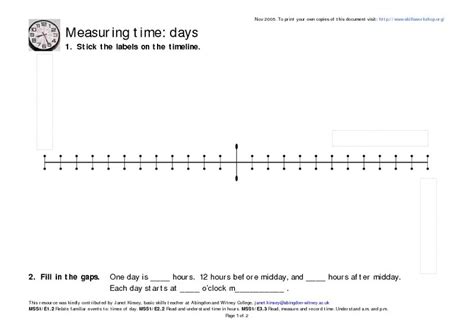 Measuring Time On A Timeline Cut And Paste Organizer For 2nd 3rd