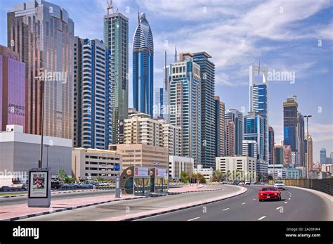 City Skyscrapers Downtown Dubai Dubai United Arab Emirates Stock