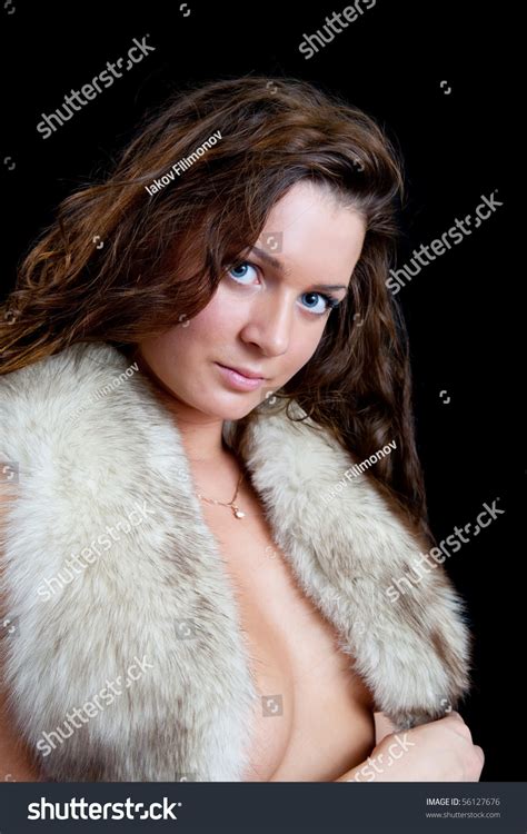 Nude Woman Covered Fur Isolated On Stock Photo 56127676 Shutterstock