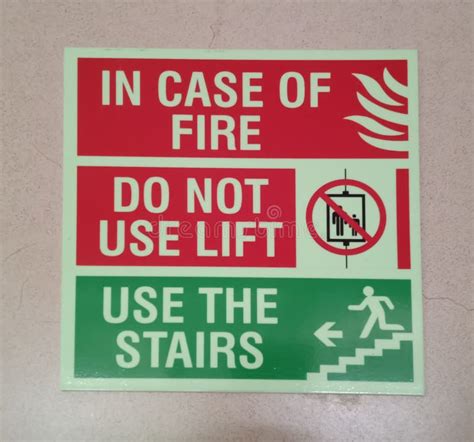 Information Of Safety Worning Banner In Case Of Fire Do Not Use Lift