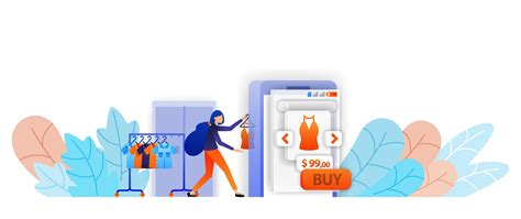 Online Shop Sellers Display Clothes On Mobile E Commerce Shopping Is