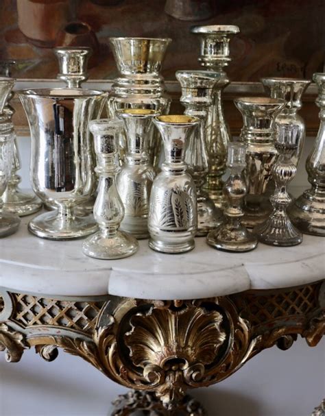 Antique Mercury Glass Candlesticks And Vases European Antiques