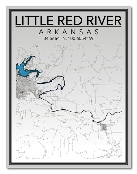 Wall Art Map Print Of Little Red River Arkansas Etsy