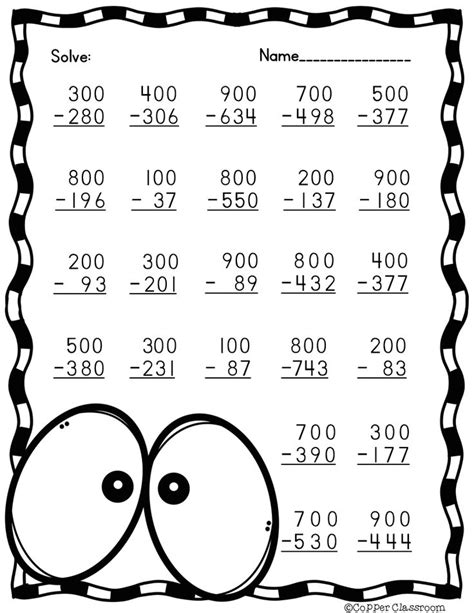 3 Digits Subtraction Worksheet