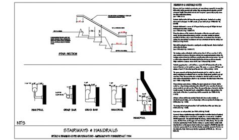 Stairs And Handrails Section Design Drawing Cadbull