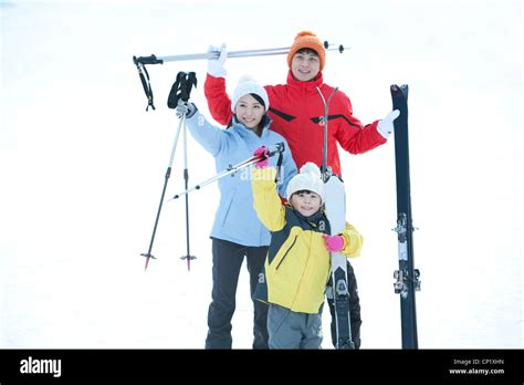 Family Going For Skiing Stock Photo Alamy