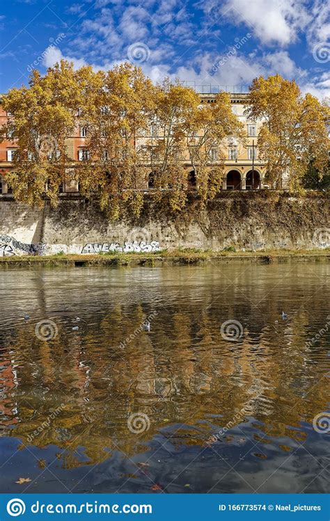 Sunny Autumn Day Along The River Stock Photo Image Of Rome Building