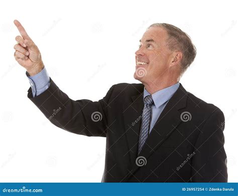 Business Man Pointing Stock Photo Image Of Cheerful 26957254